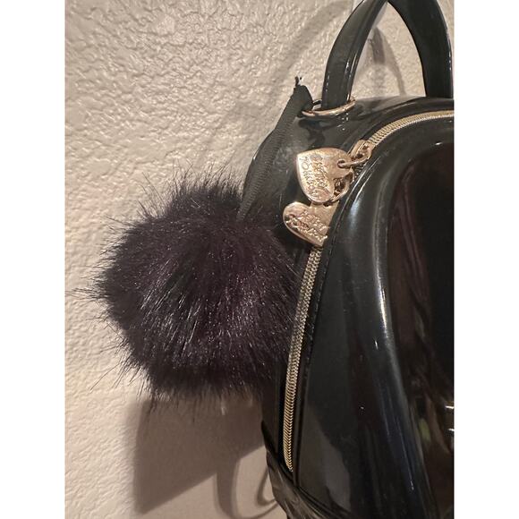 Betsey Johnson Don’t Be Jelly Black Gold charm Mini Backpack crossbody shoulder - Picture 5 of 6